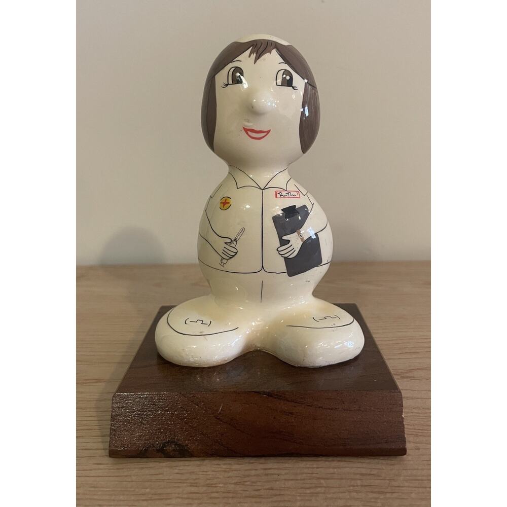 1993 VTG 5.5” Rock Heads “The Nurse” Career Companions Figurine w Wood Base